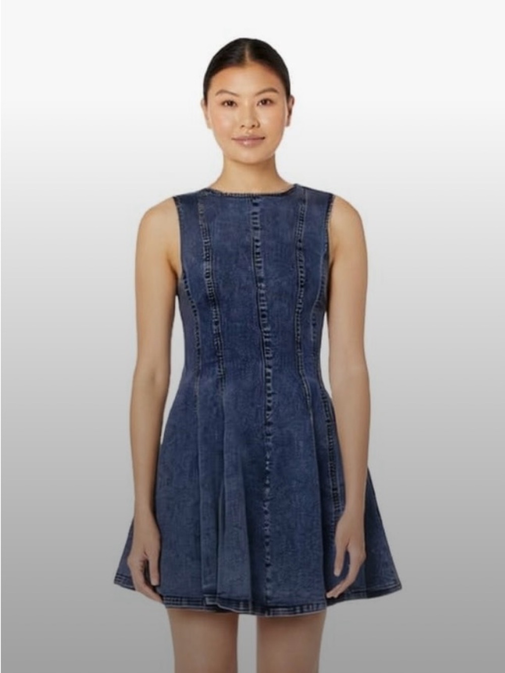 Abercrombie & Fitch A-Line Sleeveless Denim Mini Dress - Blue - Picture 5 of 9